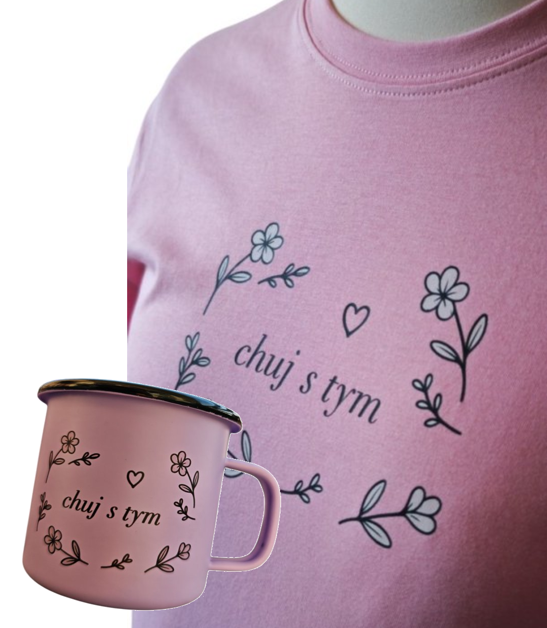 Chuj s tým ženský - růžové triko a plecháček